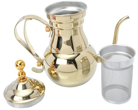 MUELODSIC Teiera in Acciaio Resistente con Filtro Integrato e Beccuccio per Casa e Ristorante Caffettiera Araba Pratica con Design Mediorientale