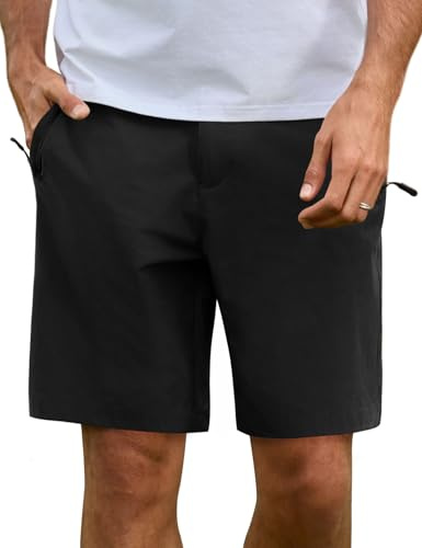 Lonya Shorts för män sommar multi sport korta byxor utomhus andningsbara snabbtorkande för vandring klättring vandring vandring vandring, Standard svart, M
