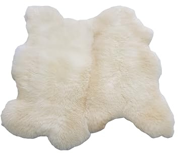 FURRYMAN Alfombra de piel de oveja de varias piezas – Alfombra de piel de oveja de 2, 3 o 4 pieles cosidas juntas, manta de piel auténtica para sofá y sillón, alfombra grande de lana (blanco, 100 x 80