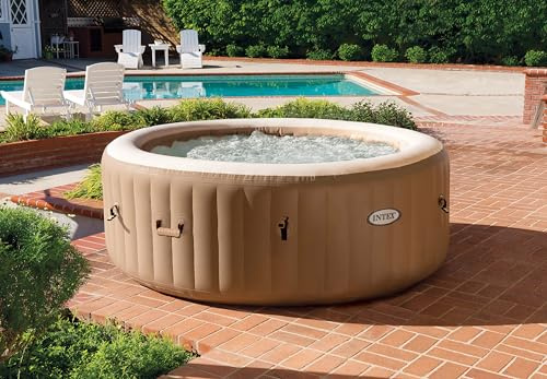 Intex PureSpa 28426ND Vasca Idromassaggio Gonfiabile, Circolare, Beige, 4 Persone, 196 cm, Fiber-Tech™