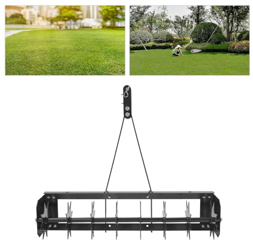 Rodillo aireador de césped, aireador manual, enrollador manual con 8 clavos, protección contra salpicaduras, aireador de césped, rodillo de jardín, escarificador, rodillo de césped para jardín, patio