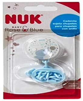 NUK Kette mit Schnuller, Rosa und Blau