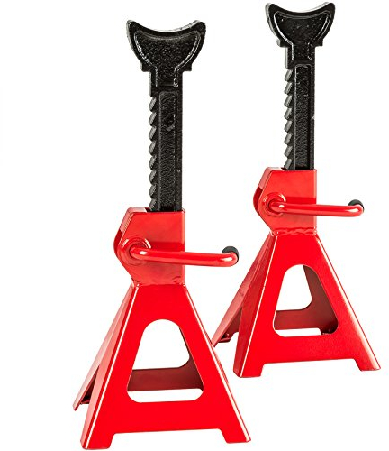 tectake 2X 3000KG UNTERSTELLBOCK Set 9 Fach VERSTELLBAR 3/6 TONNEN - Diverse Farben - (Rot | Nr. 401671)