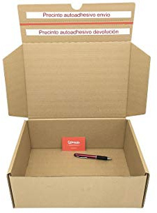 Cajeando - Pack de 10 Cajas de Cartón para Envíos (Boomerang Doble) 35 x 25 x 13 cm Color Marrón Permite Hacer Dos Envíos en Uno Fabricadas en España
