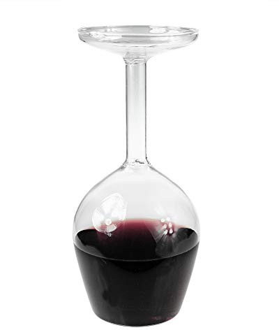 Monsterzeug Umgedrehtes Weinglas 375 ml, Rotweinglas Upside Down, Umgekehrtes Wein-Glas, Geschenk für Weintrinker, Weingeschenk, Scherzartikel