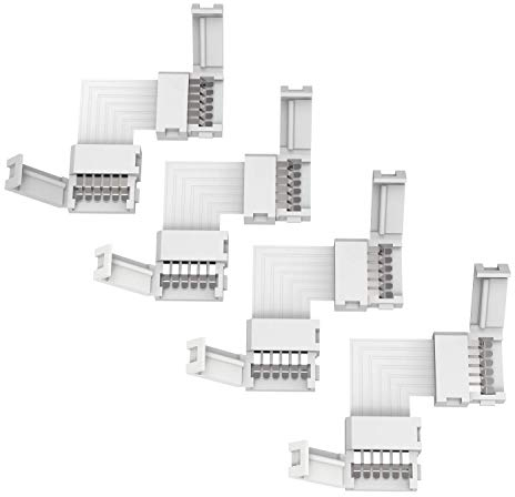 trooplex 6 Pin Eckverbinder 12 mm 4 Stück LED Streifen 90 Eck Verbinder 6 polig L Form Strip Connector rechtwinklig lötfrei 4-teilig RGBWW/CCT abgewinkelter Steckverbinder Warmweiß Kaltweiß