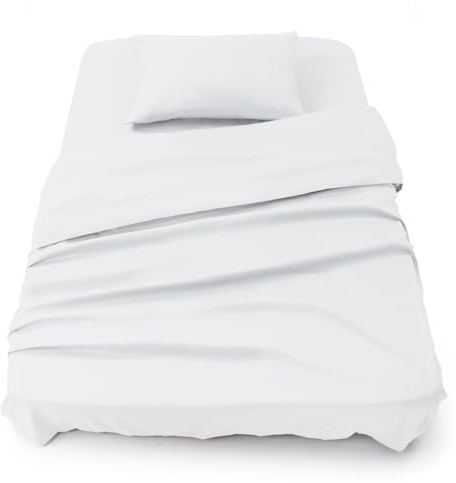 Blumtal - Parure da letto 90 x 190 cm, in microfibra, 3 pezzi, lenzuolo con angoli 90 x 190 cm, lenzuolo singolo (160 x 275) + 2 federe 50 x 80 cm, bianco