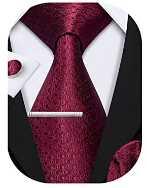 Barry.Wang Herren Satin Krawatte Set Krawatte Taschentuch Einfarbig Krawatte & Einstecktuch Krawattenklammer Set Hochzeit Krawatten