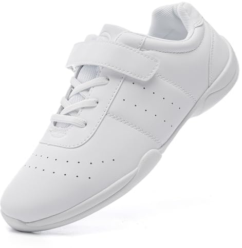 DADAWEN Youth Girls Cheer Shoes Gym Sport Aerobics Cheerleading Training Shoes White New 2 UK