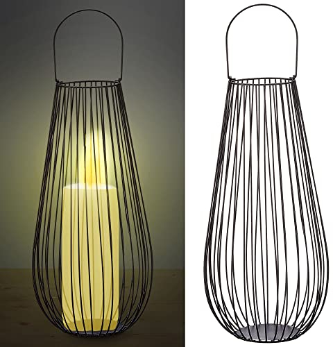 Laterne aus Metallstreben | Eisen schwarz H50cm | Gartenlaterne Teelichthalter Windlicht