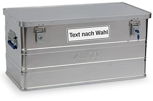 Betriebsausstattung24 Alutec Aluminumbox Classic 93 Liter inkl. Wunschtext Aufkleber BxHxT: 77,5 x 37,5 x 38,5 cm - Material: Aluminium - Transportkiste mit zwei Zylinderschlössern