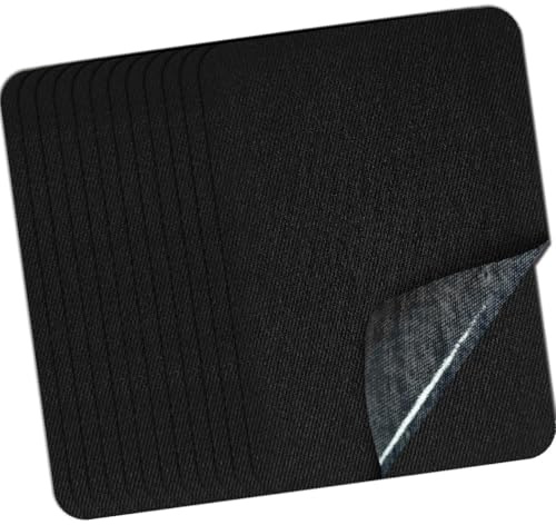 AXEN 12 Pieces Iron on Fabric Patches for Clothing and Pants Repair, 100% Cotton Sewing Repair Patches, Black