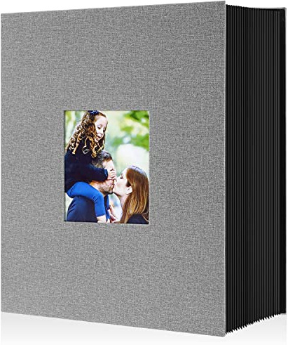 Lanpn Fotoalbum 10x15 1000, Extra Großes XXL Leinen Einstecken Einsteckalbum für Hochformat Fotos Bilder Grau