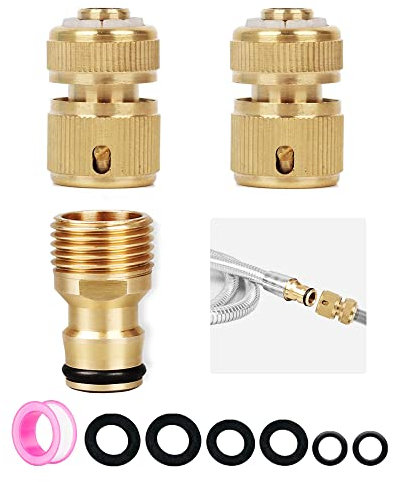 3 Pack Garden Hose Connector for Shower Hose, 1/2 inch Brass Male Threaded Tap Adapter, Shower Hose Connector for Outside Garden Hose Pipe, Female Threaded Tap, Ball Valve Adapter Fitting