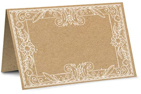 Partycards Tischkarten Geburtstag, Tischkarten Hochzeit, Tischdeko Hochzeit, Hochzeitsdeko Tisch - 50 Stück, Namensschilder, DIN A7, Platzkarten Kommunion, Namenskarten Konfirmation, Taufe