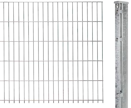 Alberts 644574 Doppelstabmattenzaun als Zaun-Komplettset | verschiedene Längen und Höhen | feuerverzinkt | Höhe 123 cm | Länge 2,5 m