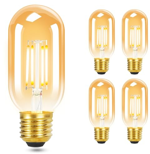 GBLY Lampadine Vintage LED Bianco Caldo E27 - T45 Lampadine LED Lampada E27 4W Edison 2700K Lampadina a Risparmio Energetico Bulbi a LED Filamento Retro Vetro Angolo di Illuminazione a 360°, 4 Pezzi
