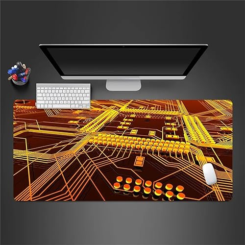 Mauspads Gelber Schaltplan Gaming Mauspad XXL 1200x600x4mm Mousepad Großes Tischunterlage Computer Zubehör rutschfest Schreibtischunterlage Waschbar Widerstandsfähig für Büro Laptop Tisch