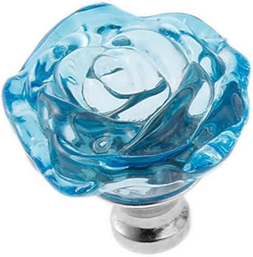 Kristall-Türgriffe, Griffe für Schränke, Schubladen, 1 Stück, rote Rosenform, Kristallglas, Schrankknauf, Schubladengriff, ideal für Schränke, Küchen- und Badezimmerschränke, Fensterläden usw. (Farbe