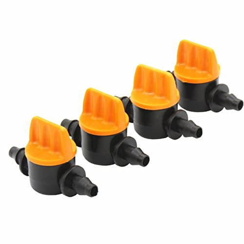 FZLANQ 4Pcs Micro Ball Valves Barb Connectors Plastic Tubing Connectors Control Valves Drip Irrigation Switch Valves for Irrigation Drip Tube