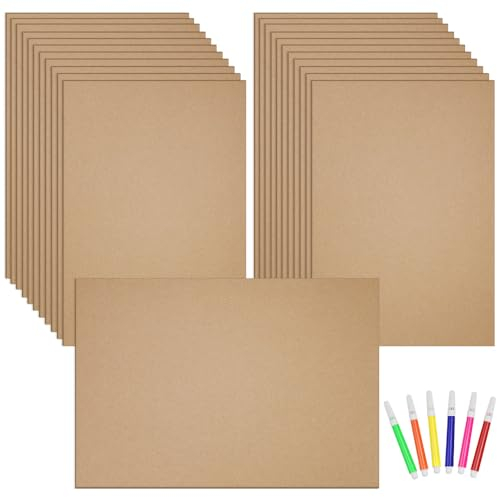 NAROSEBE 20 Fogli di Cartone A3 297x420 mm Ondulato Spesso 3 mm Naturale Marrone Rettangolare per Artigianato, Dipingere, Pittura, Modellismo, Arte