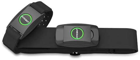 FITCENT Fascia toracica 2 in 1 con cardiofrequenzimetro/fascia da braccio con Bluetooth 5.0 ANT+, sensore di frequenza cardiaca compatibile con orologio Peloton Strava Wahoo Polar DDPYOGA Garmin