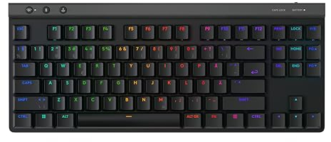 Logitech G G515 LIGHTSPEED TKL Low Profile Wireless Gaming Keyboard, LIGHTSYNC RGB, Thin Tenkeyless Design, PBT Keycaps, Tactile Mechanical Switches, QWERTY UK English Layout - Black