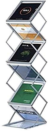 ZGFOZJGC Folder, metal mesh, magazine storage box, file cla Folding Brochure Display Stand, 4-Shelf Folding Floor Display Stand Portable Magazine Brochure Leaflet Holder Catalogue Reference Racks (Co