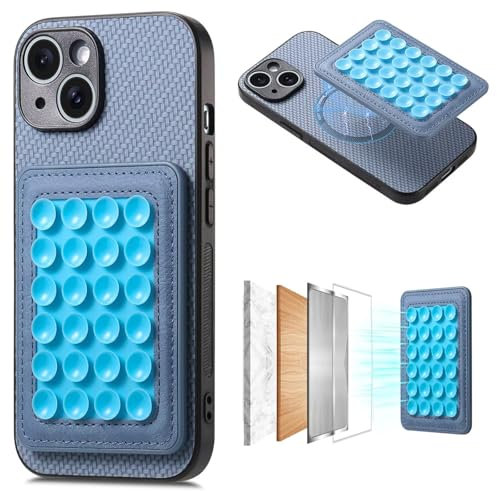 GoodcAcy Fundas Motorola Moto E40 Carcasa Caja Case Estuche, Soporte para Teléfono con Ventosa, Soporte para Teléfono con Espejo Autoadhesivo Manos Libres-Azul