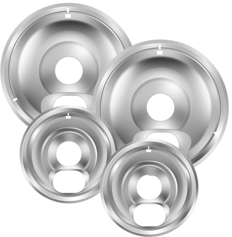 DJAPWPX - Set di 4 padelle con rivestimento cromato, resistente al calore, padelle rotonde per stufa, fornelli elettrici, include 2 pezzi da 15,2 cm e 2 pezzi da 20,3 cm, per cucina domestica
