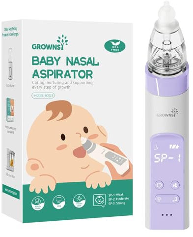 Nasensauger Baby | Nasensauger Baby Elektrisch| Nasensauger Baby Staubsauger Wiederaufladbar, Mit 3 SaugstäRken Musik & Licht Funktion Und 3 GrößEn Silikon Tipps (Lila)