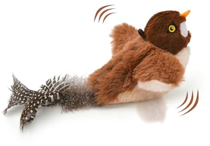 LIFLIX Interaktives Katzenspielzeug Kleines Vogel, Katzenspielzeug Elektrisch mit Katzenminze zur Selbstbeschäftigung (Nicht Fliegend), Intelligenz Aufladbares Katzen Spielzeug, Kleiner Spatz