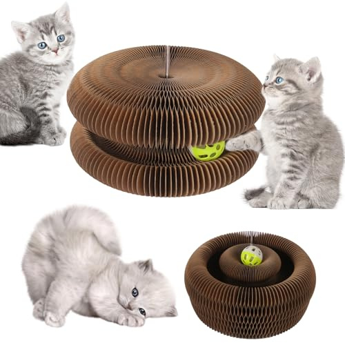 Gratuipolmep Magic Organ Cat Scratching Board, Magische Orgel Katzenkratzbrett, Magic Organ Cat Scratching Board, 2-in-1 Cat Kratzbrett mit Glöckchen, Foldable Accordion Cats Toy, für Kratzen