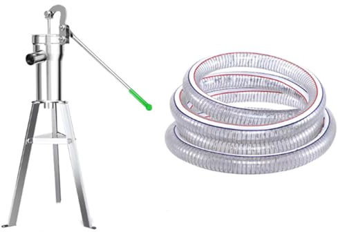 HENGJINGTR 32 Mm/1 Zoll Tiefe Brunnenhandpumpe, Edelstahl Tiefe Brunnenpumpe 26,25 Fuß Maximaler Auftrieb, Manuelle Wassertransferpumpe Für Außenpumpe, Hof, Teich