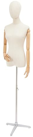 Xigner Schaufensterpuppe Weiblich Torso, Schneiderpuppe Damenbüste Mannequin mit Metallständer 140-190cm verstellbar, Schneiderbüste für Kleidung, Abendkleider, Schmuck und Nähen (Silber, Durschnitt)