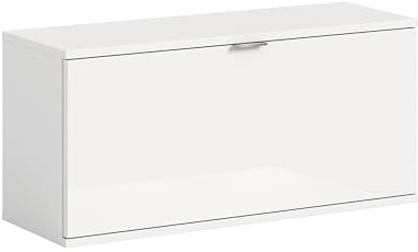 xonox.home - Sitzbank/Kommode Projekt X 92x42x32 cm in weiß und weiß Hochglanz - Sideboard Highboard Anrichte Beischrank Schrank - funktional und Pflegeleichte Oberfläche