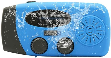 Radio Solar De Emergencia con Manivela Impermeable con Am/FM, Radio Portátil De Supervivencia con Linterna, Autoalimentada con Batería Externa 2000mAh, Cargador Teléfono Celular, para Supervivencia