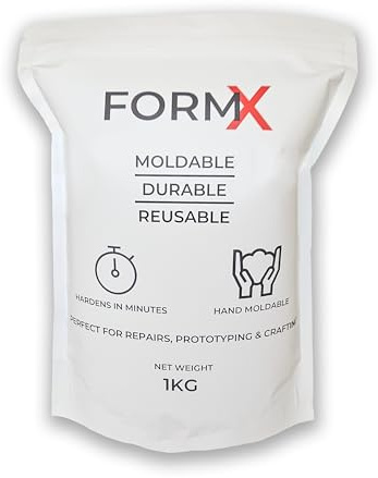 FormX Moldable Polymorph Pellets – 1kg Resealable Pack – Hand-Moldable Thermoplastic for Repairs, Prototyping & Crafting – Durable, Reusable, Biodegradable