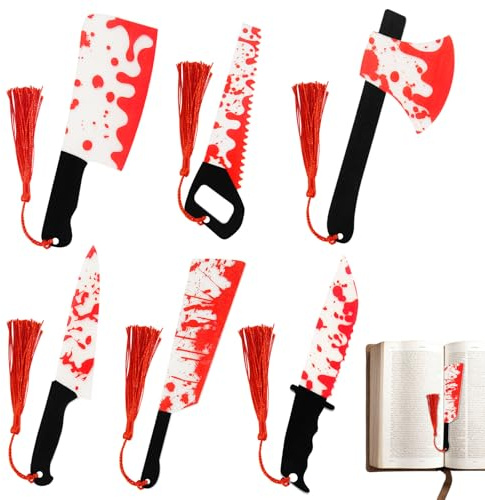 Lot de 6 marque-pages en acrylique pour Halloween, décorations amusantes et horrifiantes, supports de page, accessoires de lecture fantaisie, cadeaux pour Halloween Horror Nouveauté Bookmark