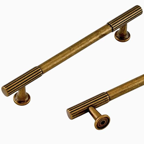 Talentedeco 10 Pack Antique Brass Cabinet Pulls 5 Inch(128mm) Kitchen Cupboard Handles Vintage Retro Cabinet Hardware for Drawer Pulls