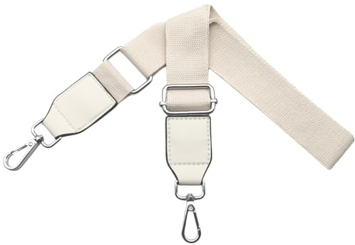Verstellbarer Schultergurt für Taschen Taschengurte zum Wechseln Handtaschengurte Breit 3.8 cm mit Silber Karabiner Schulterriemen Leder für Umhängetasche Damen, Handtasche, Beige, Q2-14