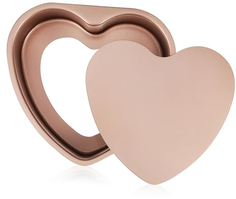 Hohopeti Stampo per Torta Forma Cuore in Lega di Alluminio con Base Rimovibile Teglia Spessa e Resistente per Dolci Brownies e Mousse