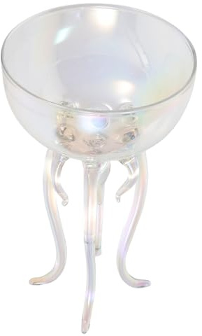 DOITOOL Creative Octopus Shaped Cocktail Goblet Transparent Glass Wine Cup for Home Bar Parties Weddings Reusable Elegant Drinking Glass with Unique Jellyfish Design