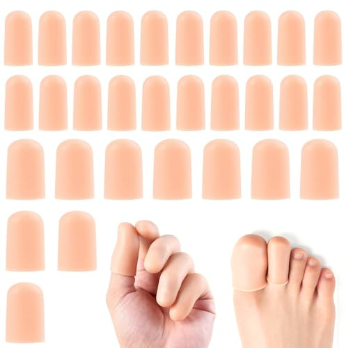 CHUANFU 30 Pièces Protege Orteil Silicone, Protege Doigt Souples et Réutilisables, Elasticité Protecteur Ongle de Pied, Capuchons Orteils Protections pour Fissuré Callosités Ongles Incarnés