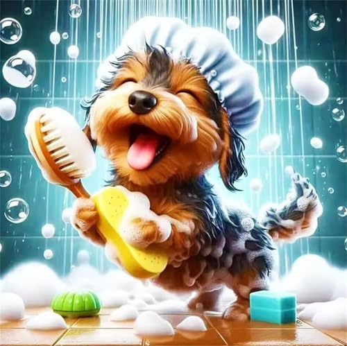 Puzzle 120 Teile für Erwachsene, Schaumbad für Hunde 45x45cm Puzzle Erwachsene 120 Teile Lernspiel Herausforderung Spielzeug, Geschicklichkeitsspiel für Die Ganze Familie