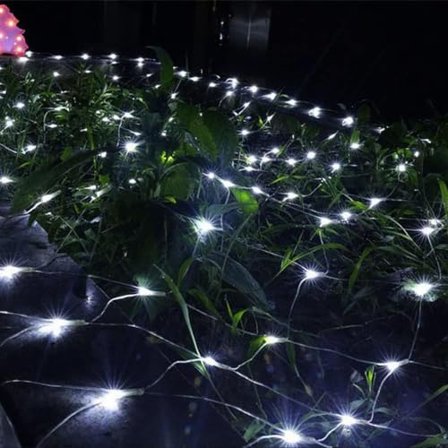 VUIKLCty La Red Enciende Las Luces solares al Aire Libre de la Malla del jardín 6 los x 4M Luces Exteriores del árbol de Navidad(Bianco,6x4m Solar Net Light)