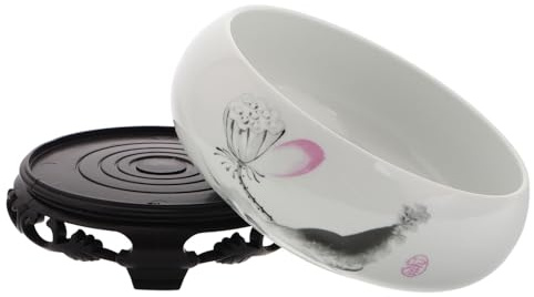 NIYANGLE Wasserhydroponischer Keramik Blumentopf mit Sockel 19-20cm Porenfrei Weiß für Narzissen Geldbaum Efeutute