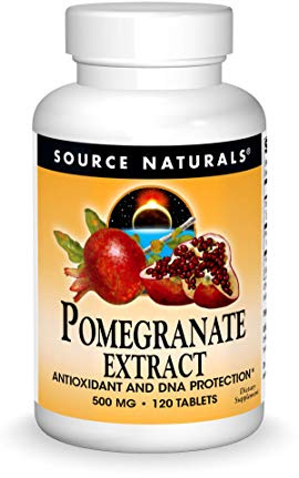 Source Naturals Pomegranate Extract 500mg Complete Whole Fruit Ellagic Acid Antioxidant & Added Fiber - 120 Tablets