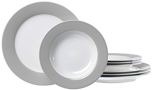 Ritzenhoff & Breker Tafelservice Doppio, 8-teilig, Porzellangeschirr, Grau