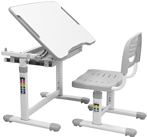 VIVO Height Adjustable Children's Desk and Chair, Grey